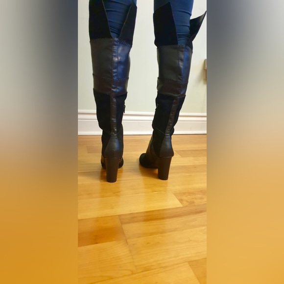 NEW BAR III OVER THE KNEE BLACK LEATHER AND SUEDE BOOTS- SIZE 7.5 M - Picture 8 of 9